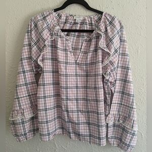 J. Crew Plaid Loose Fit Blouse